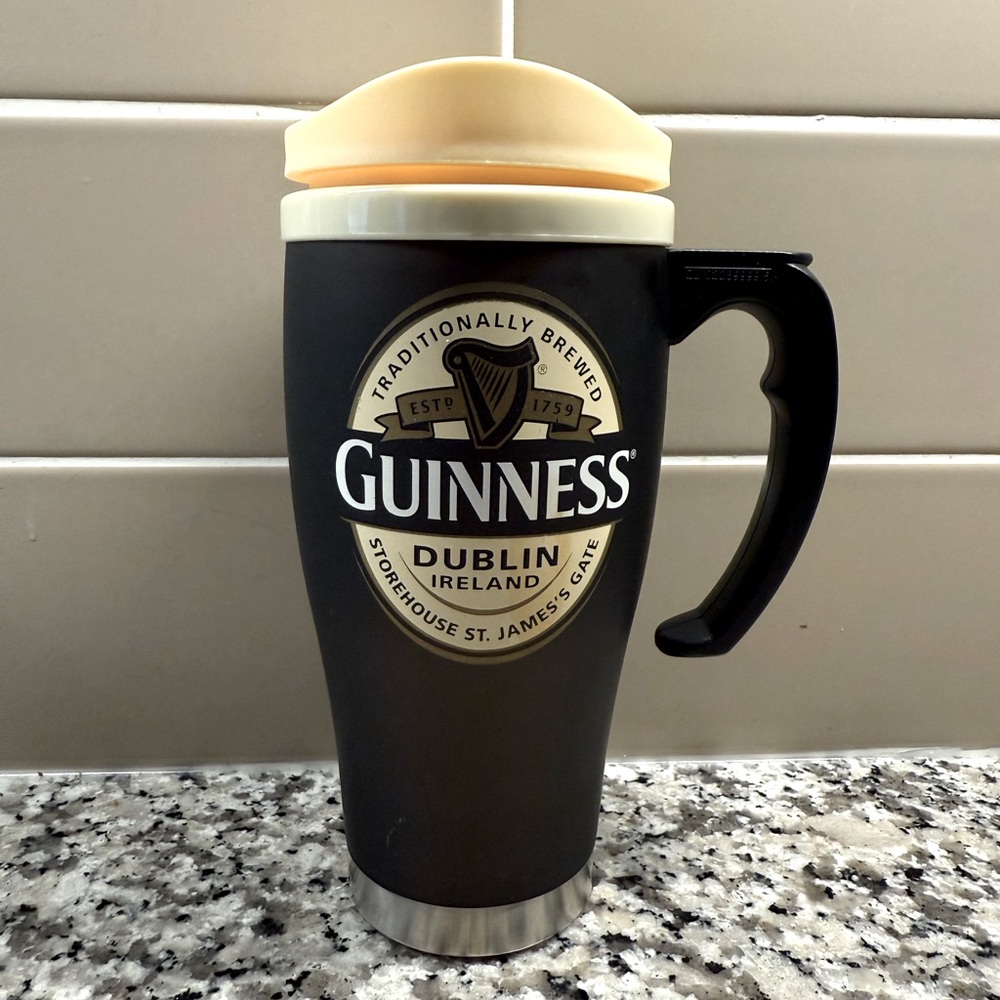 Guinness Black Travel Mug with Cream Lid
